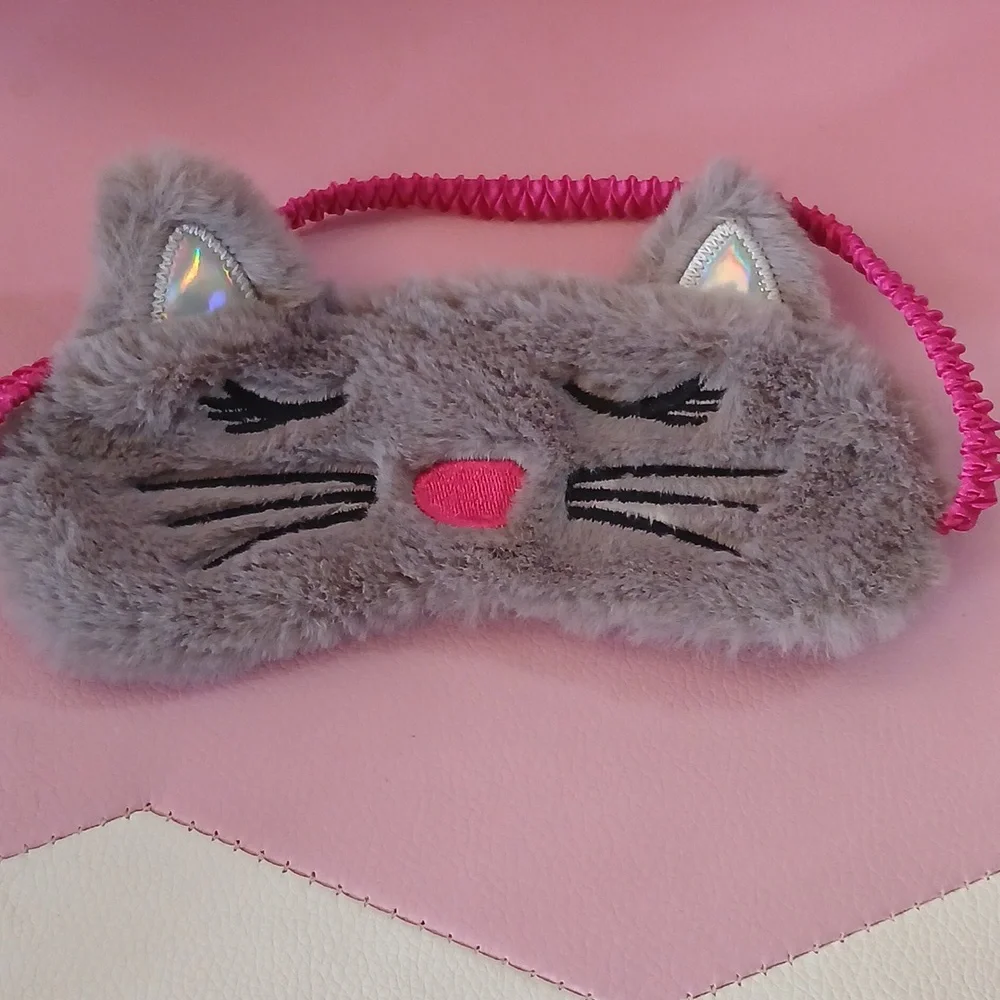 Cute Furry Cat Sleep Mask for Kids